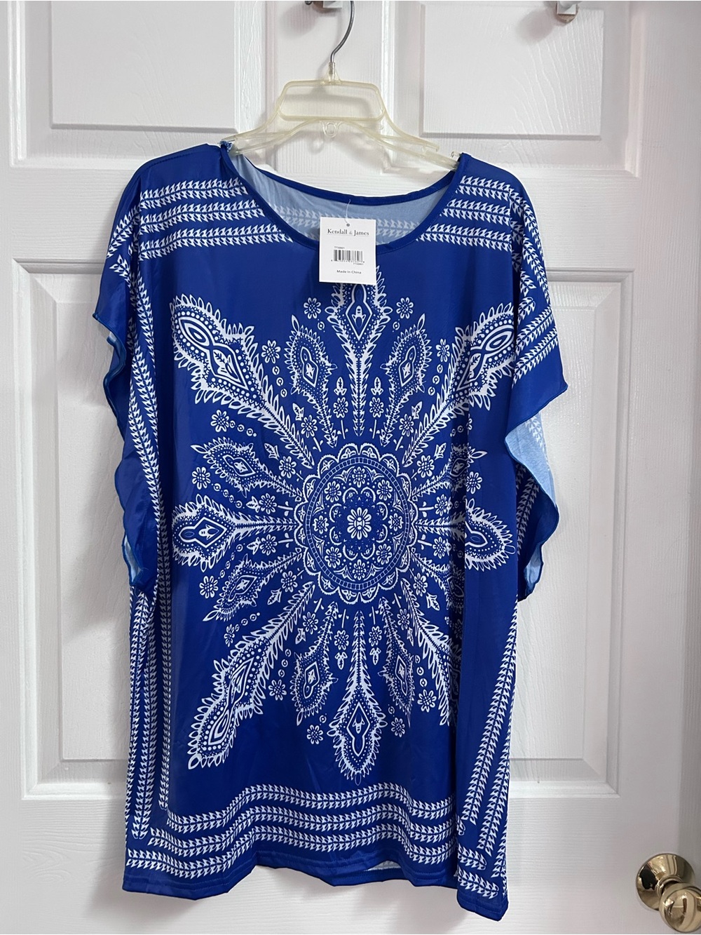 Kendall + James Royal Blue Paisley Medallion Swim Coverup